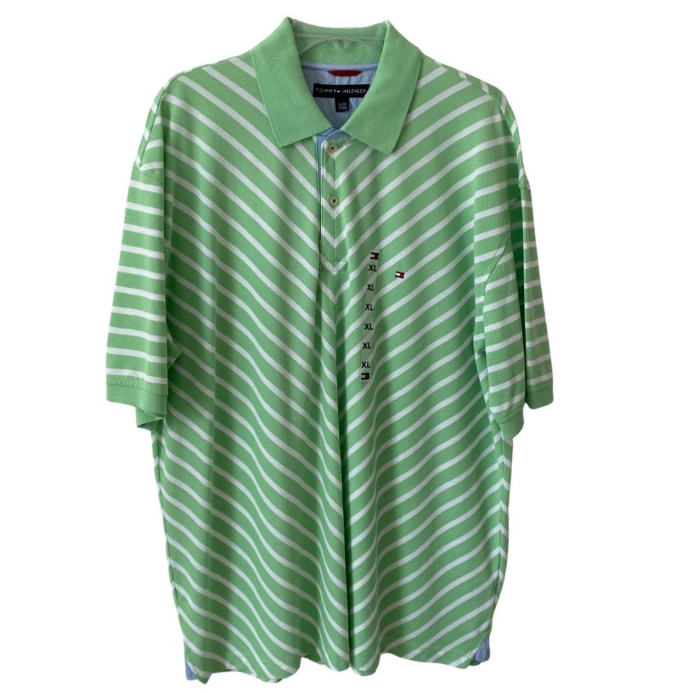 TOMMY HILFIGER XL POLO - VERY UNIQUE SHIRT - GREEN - NEW WITH TAG